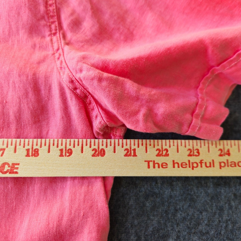 Toscano Medium 100% Linen Shirt Coral Beach Coastal Vacation Travel Preppy EUC - Picture 7 of 11